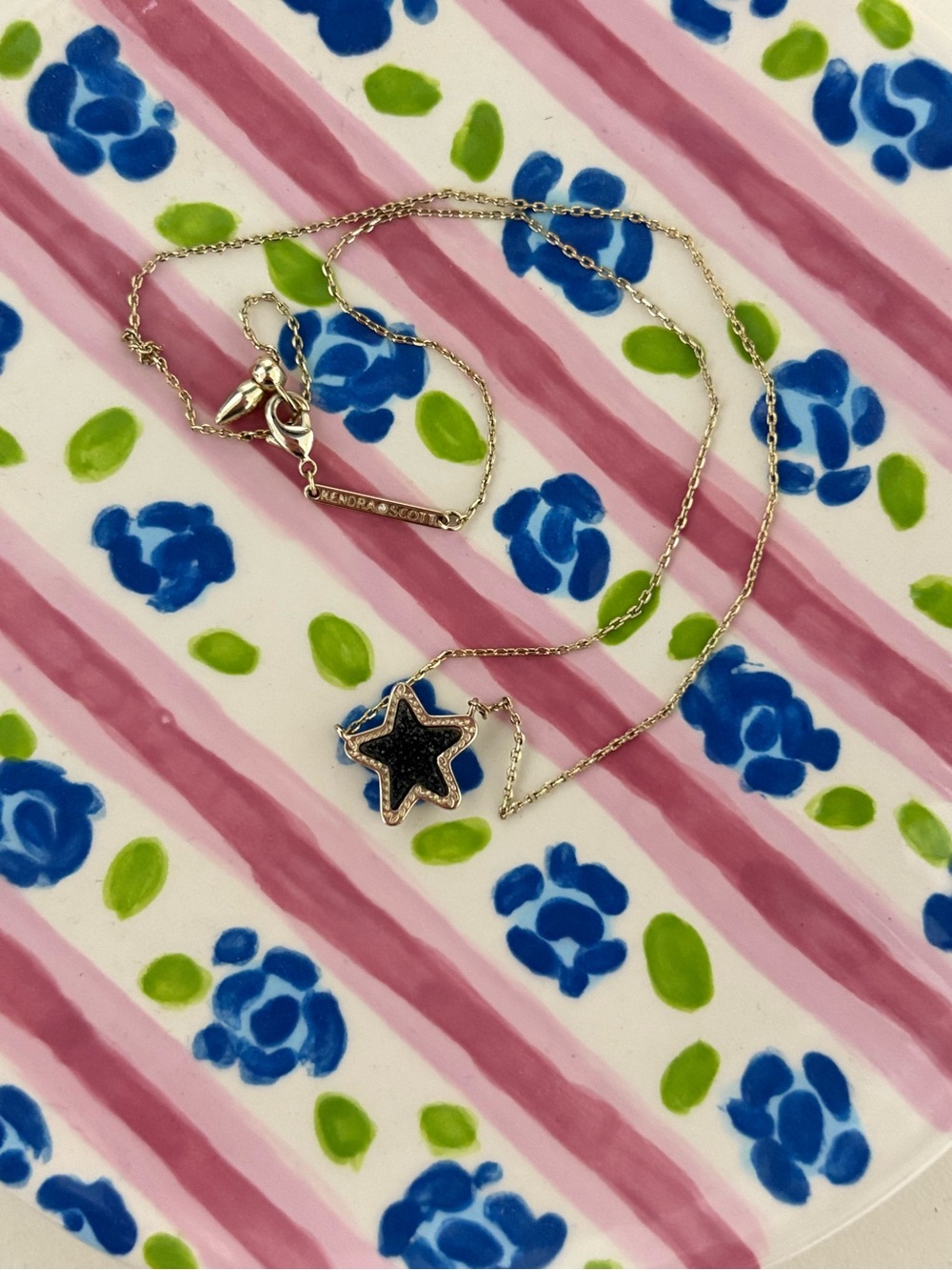 Kendra Scott Gold Necklace with Black Glitter Star Charm